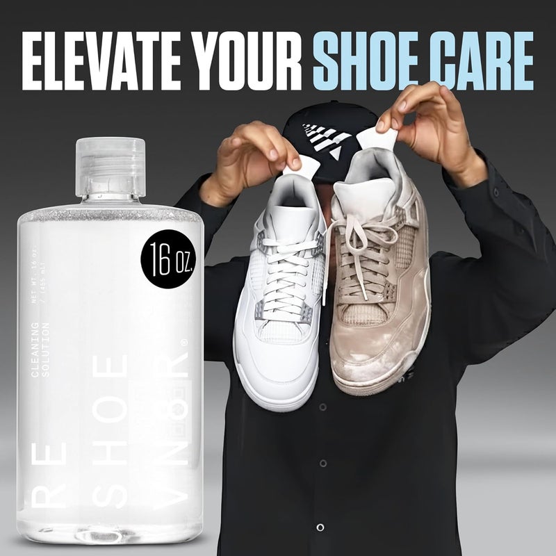 RESHOEVN8R Shoe Cleaning Solution, 16 oz - Sneaker Cleaner & Shoe Care for Canvas, Leather, Mesh, Suede, White, & Nubuck Shoes - Shoe Cleaner Sneakers Kit Solution in Easy-to-Use Bottle - 120-200 Uses - Image 4